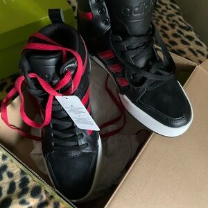 Adidas Black and Red High-Top Sneakers